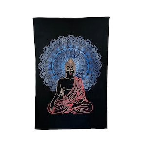 Buddha Wall Hanging Tapestry Cotton, Meditating Buddha Tapestries, Room Décor Aesthetic, Sacred Geometry, Dorm Room Décor, Buddha Gifts