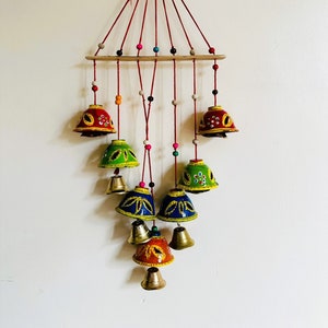 Multicolor Wind Chime Bells, Indoor Outdoor Hanging Wind Chime Indian Bells, Musical Garden Ornament, Bell Home Decor, Housewarming Gifts