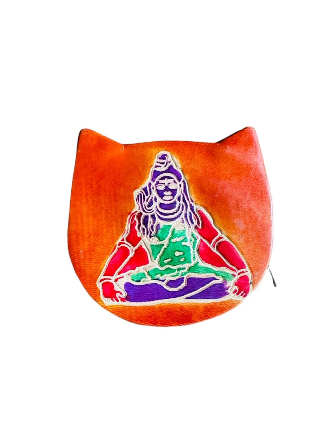 Shiva Indian Leather Zipper Pouch, Small Accessory Pouch, Coin Purse ...