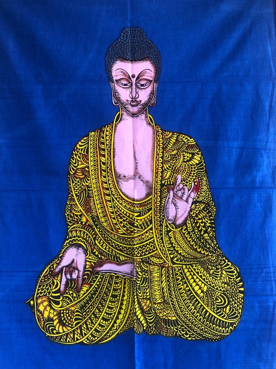 Blue Bohemian Buddha Indian Lord God Wall Hanging Hippie Poster Tapestry Decor 