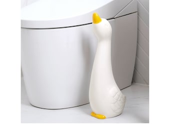 Duck 2-Piece Ceramic Toilet Brush Holder with Plastic Brush Set