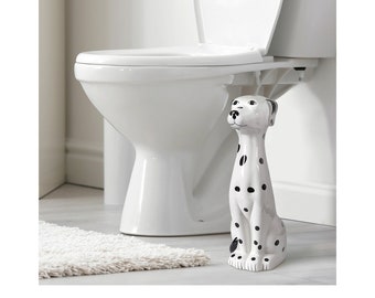 Dalmatian 2-Piece Ceramic Toilet Brush Holder with Plastic Brush Set