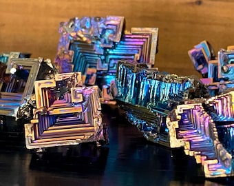 Handmade Bismuth Crystal Set - Geometric Shapes, Metallic Rainbow Colors
