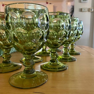 Set of 2 Vintage Imperial Verde Glass Goblets - Durable, Unique Mid-Century Drinkware