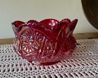 Vintage Indiana Glass Heirloom Ruby Red Carnival Glass Bowl (Free Shipping in the US)
