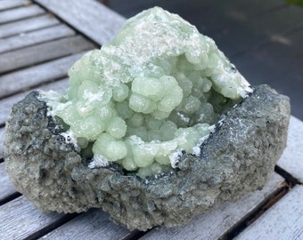 Unique Prehnite Specimen with Multiple Chambers of Mineralization - Cabinet Size
