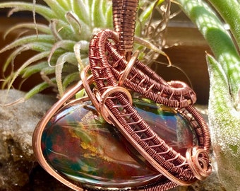 Bloodstone Agate/Jasper Chalcedony Pendant