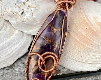 Amethyst and Bronze Pendant