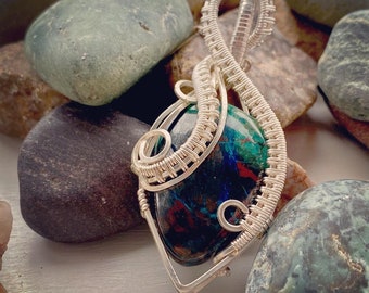 Large Peruvian Chrysocolla Pendant - Stunning Colors!