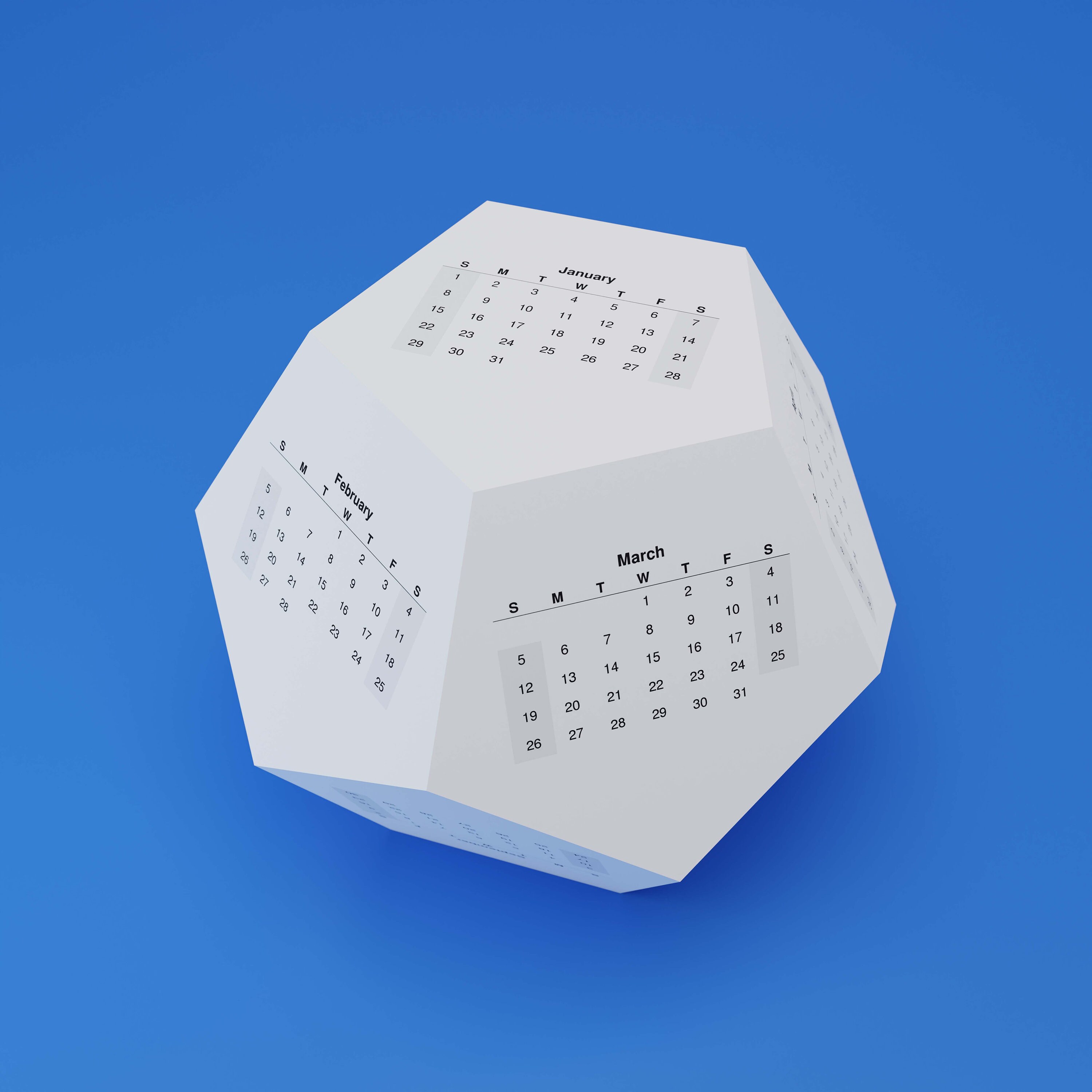 Сalendar 2023. Dodecahedron Calendar Pdf. Printable Calendar - Etsy