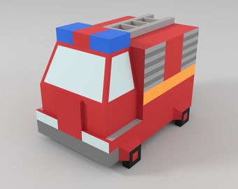 Fire engine  papercraft, papercraft DIY, low poly. 3D paper toys Digital Files for Papercraft, PDF download DIY