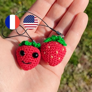Strawberry keychain crochet pattern