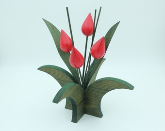 Vintage Finnish  wooden tulip bouquet