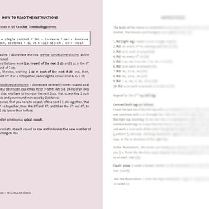 May include: A page from a crochet pattern book with instructions on how to read the instructions. The instructions are written in US crochet terminology. The page includes abbreviations for common crochet terms, such as rd for round, sc for single crochet, inc for increase, and dec for decrease. The page also includes instructions on how to work several consecutive stitches together, such as 5sc, inc, which means to work 1 sc in each of the next 5 sts and 2 sc in the 6th stitch.