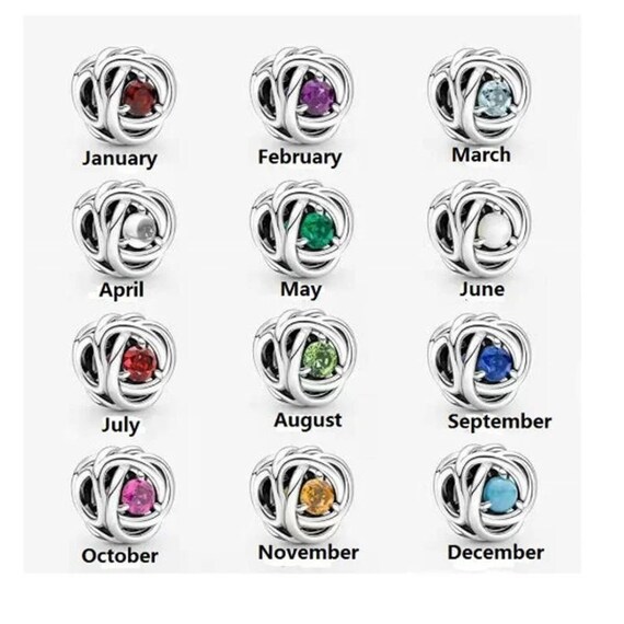 S925 Sterling Silver Birthstone Charms for Pandora Bracelet Etsy UK