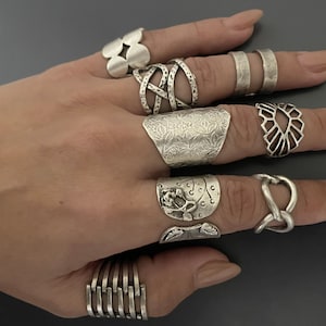 Boho Hippie ring. Unisex adjustable ring. Creative silver ring.