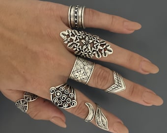 Boho Hippie ring. Women adjustable ring. Creative silver ring. Statement ring.
