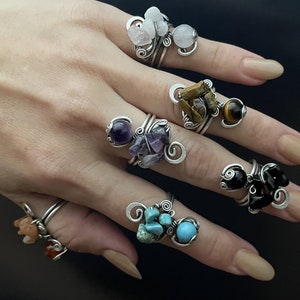 Wire wrapped adjustable ring.