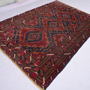 Collectors Piece Vintage Afghan Rug, 4x6 ft Oriental Baluchi Rug, Hand Knotted Wool Area Rug, Turkmen Tribal Rug, Living Room & Kitchen Rug