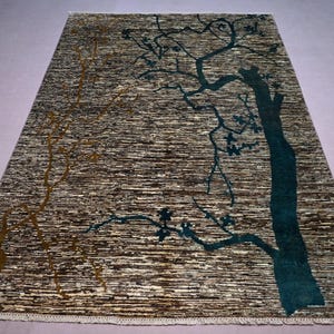 Hand Knotted Afghan Wool Area Rug, 5&#39;8 x 8&#39;2 ft Oriental Gabbeh Rug, Collectors Piece Rug, Turkmen Tribal Rug, Living Room & Office Rug 6x8