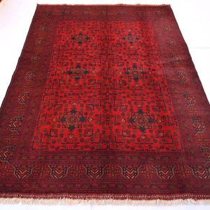 6x8 ft Vintage Turkmen Bukhara Rug, Handmade Wool Red Rug, Collectors Piece Rug, Oriental Afghan Area Rug, Living Room, Bedroom, Office Rug