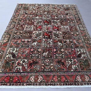 7 x 10 ft Antique Pictorial Caucasian Rug, Hand Knotted Wool Afghan Ethnic Rug, Attractive Rug, Turkmen Tribal Rug, Living Room, Bedroom Rug