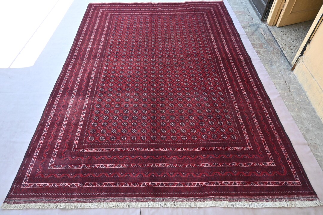 6'7 X 9'8 Ft Oriental Antique Turkmen Mowri Bukhara Rug, Handmade Wool ...