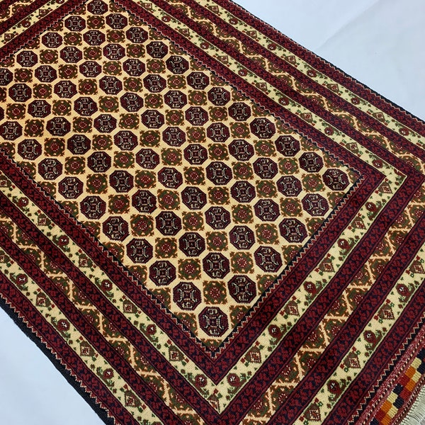 3.4x4.11 ft Fine Quality Handmade Wool Area Rug Oriental Turkmen Afghan Rug High Quality Wool Rug For Living Room Bedroom Office Kitchen