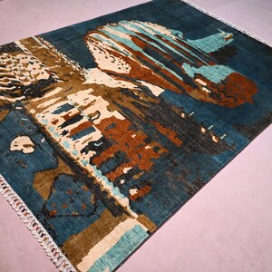 Oriental Afghan Gabbeh Rug, 5&#39;7 x 7&#39;9 ft Hand Knotted Natural Dyes Wool Rug, Collectors Piece Rug, Turkmen Tribal Rug, Home Decor Carpet 6x8
