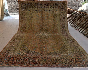 Antique Caucasian Rug, 7 x 10 ft Hand Knotted Afghan Wool Rug, Faded Distressed Rug, Attractive Rug, Turkmen Rug, Living Room, Bedroom Decor