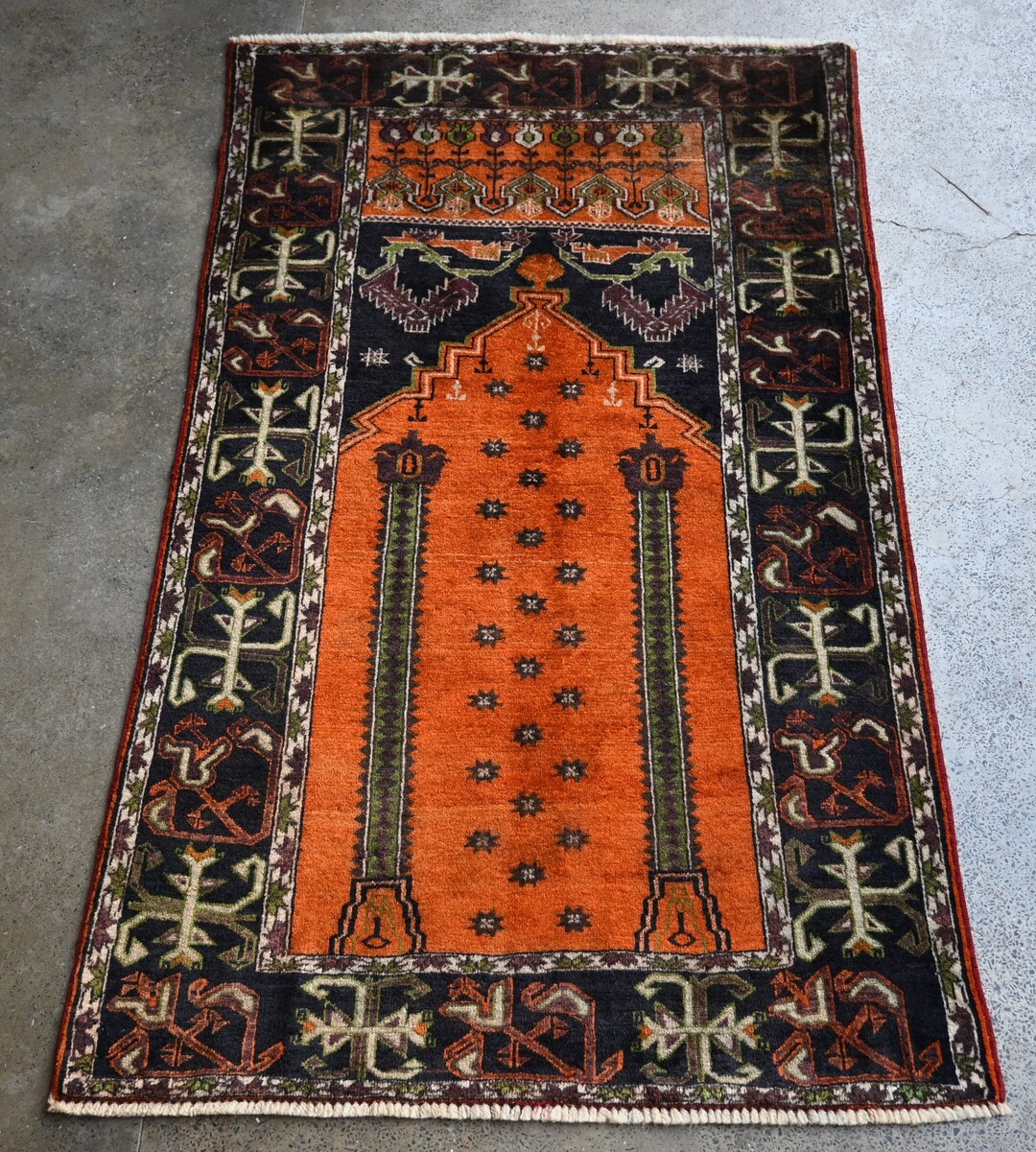 Muslin Rug Muslim Prayer Rug- 2.10 X 4.10 Ft Afghan Hand Knotted Wool Orange Rug ...