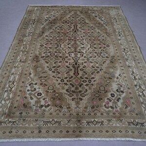 7 x 10 ft Antique Beige Caucasian Rug, Afghan Handmade Wool Area Rug, Collectors Piece Rug, Oriental Turkmen Rug, Living Room & Bedroom Rug
