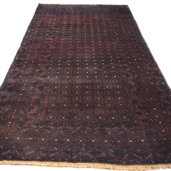 1960s Antique Faded Rug- Afghan Hand Knotted Wool Area Rug- 3.4x6.1 ft Vintage Baluchi Rug- Oriental Turkmen Rug- Tribal Rug-Bedroom Rug 3x6