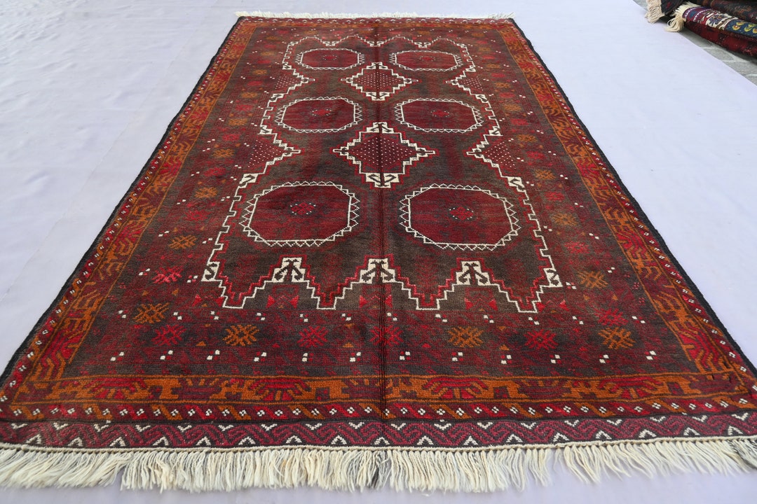 ラグ・カーペット Afghan baluch taimani rug 4x5 Vintage Afghan Handmade Rug, Boho Rug, Taimani Rug