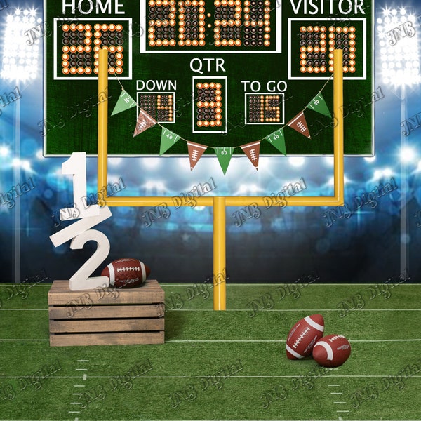 Digital Backdrop Football Half Time theme, 1/2 birthday, 6 month Birthday, sports theme birthday background without helmets