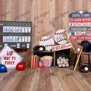 Digital Backdrop- Baseball theme- Half way to first. Six month old baseball digital backdrop