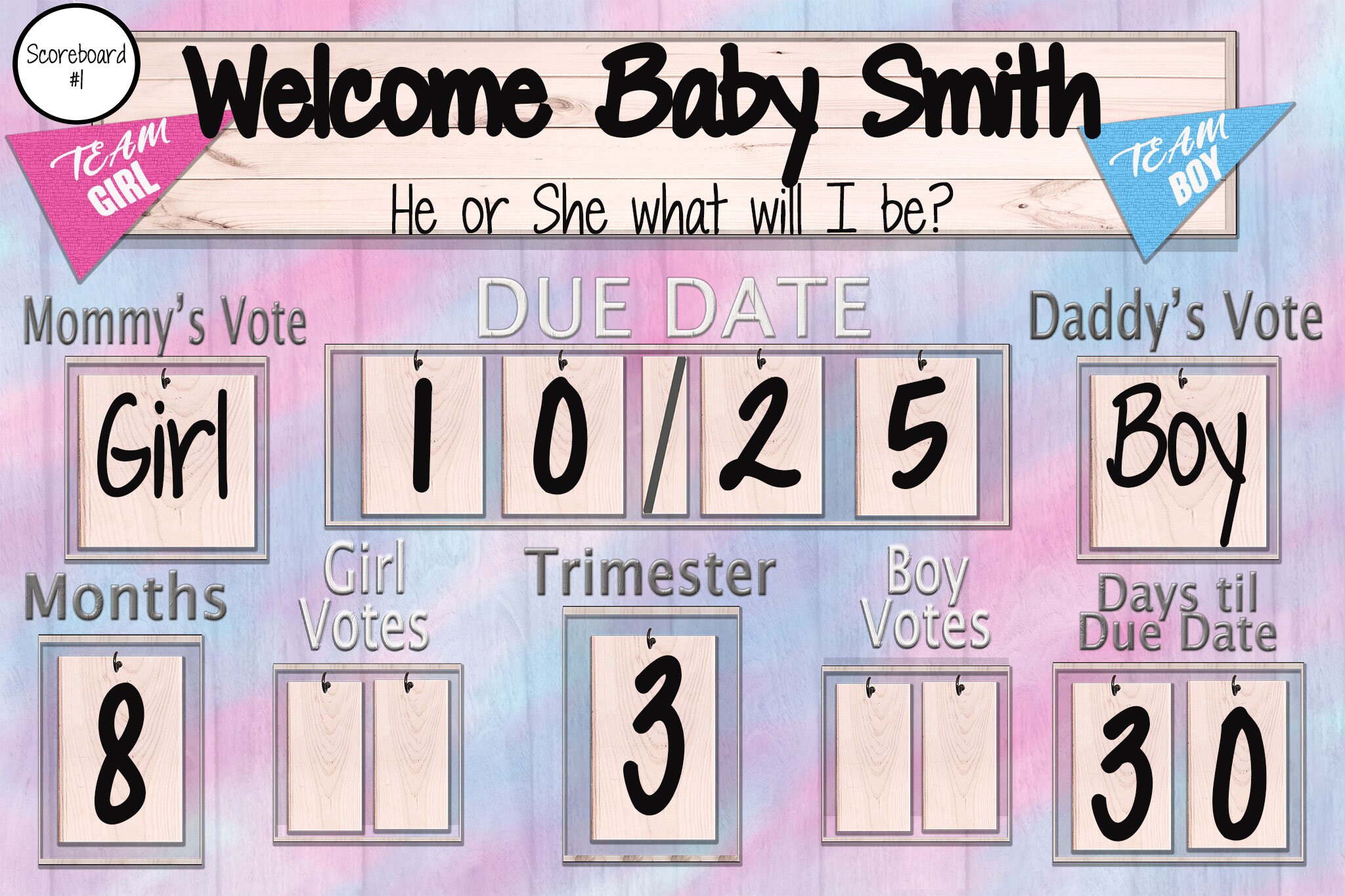 Digital PRINTABLE Gender Reveal Party Decoration Scoreboard Sign / Baby ...