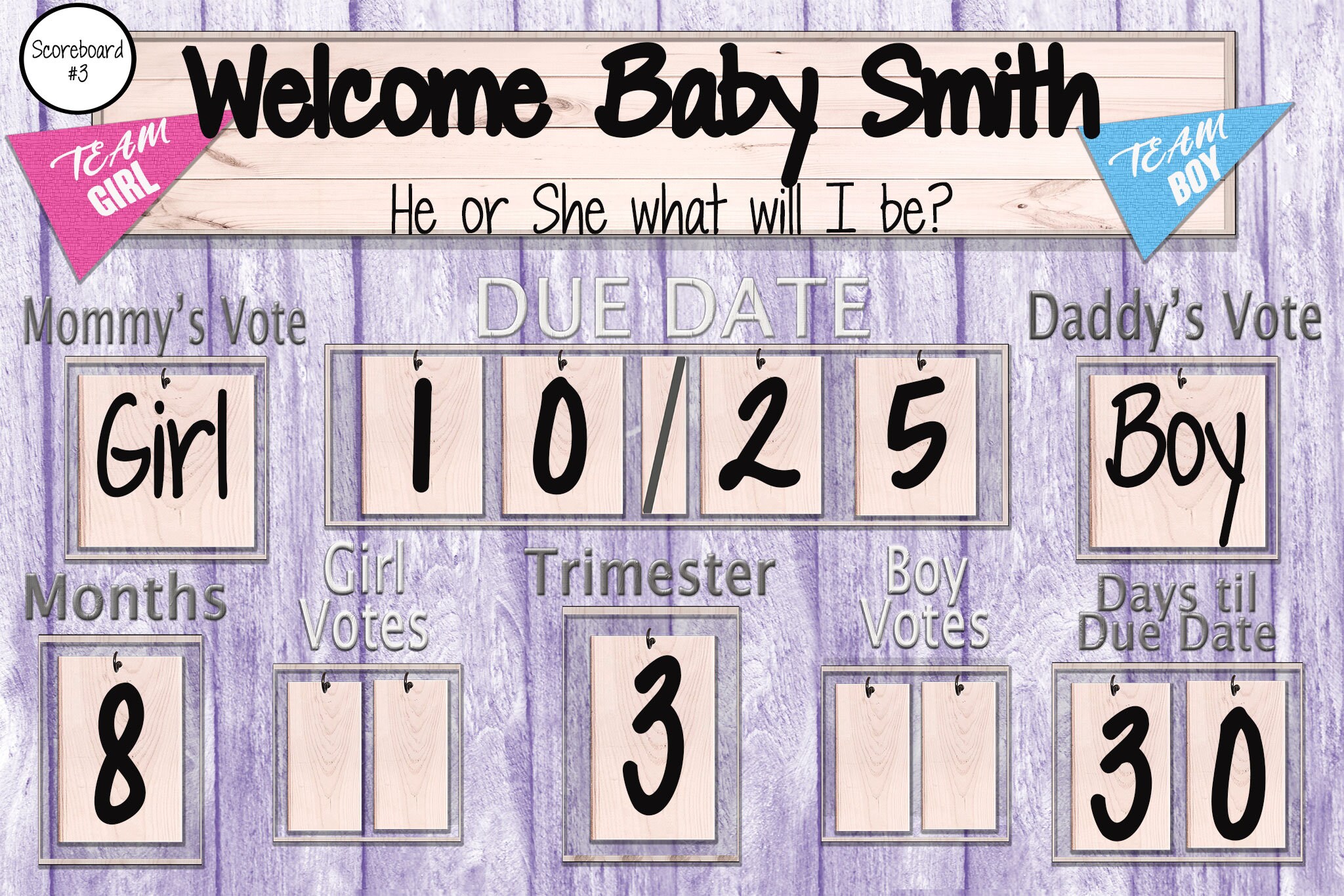 Digital PRINTABLE Gender Reveal Party Decoration Scoreboard Sign / Baby ...