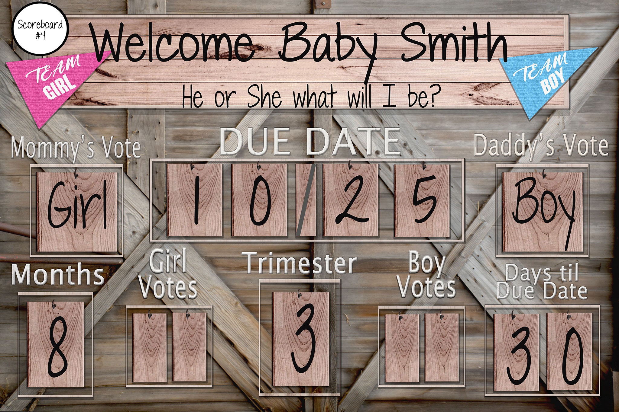 Digital PRINTABLE Gender Reveal Party Decoration Scoreboard Sign / Baby ...