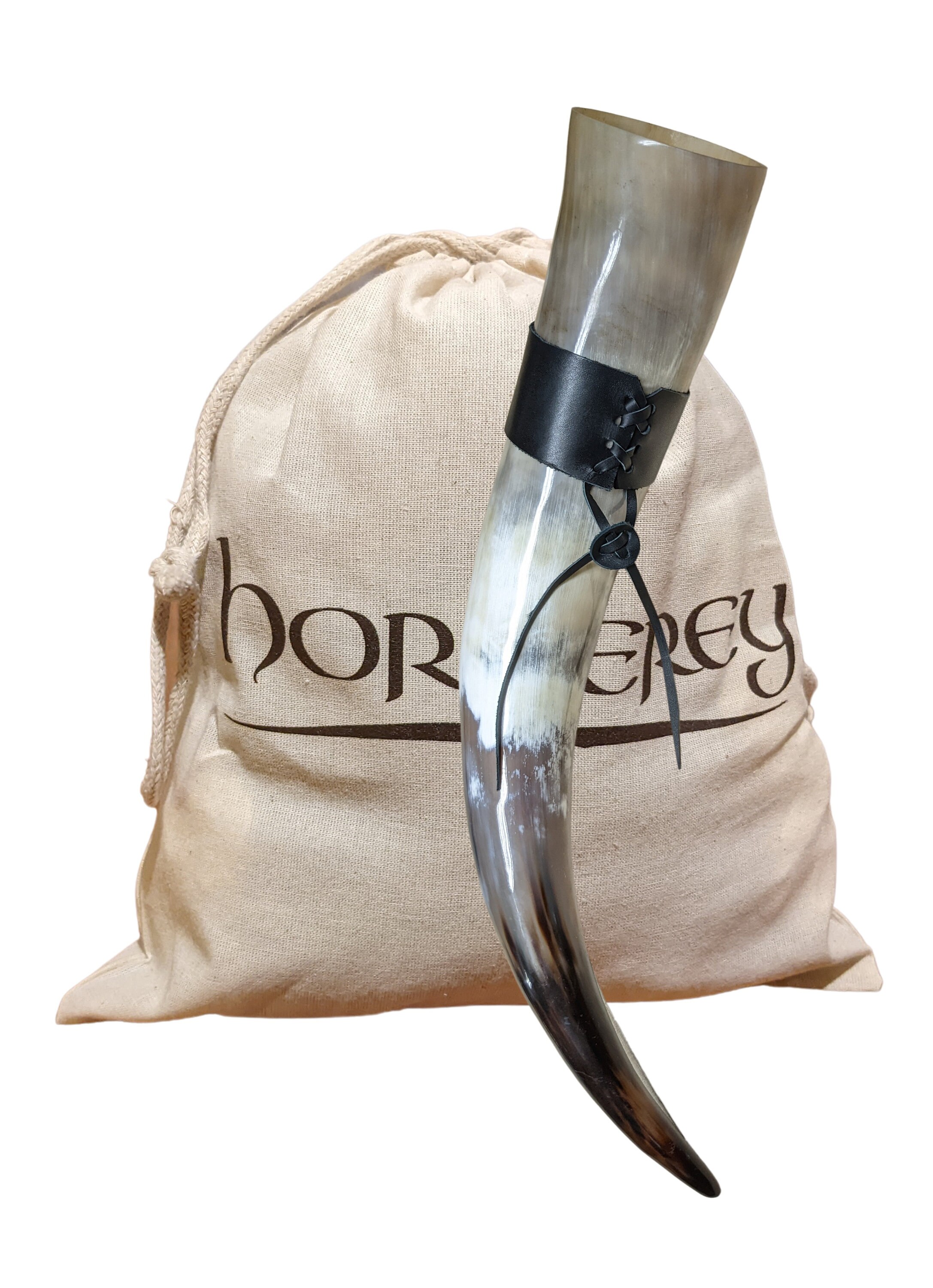 Wikinger Trinkhorn 0,7l Mit Echtleder-Gürtelhalter – Mittelalter Methorn, LARP, Geschliffen & Versiegelt