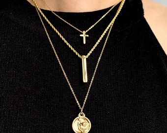 Personalized 3D Bar Necklace: Engraved Name Pendant, Rope/Snake Chain