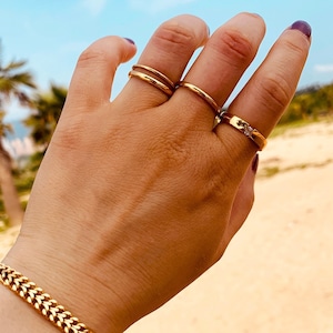 Waterproof 14k Gold Filled Stackable Rings: Thin Band Wedding Rings