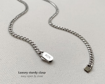 Waterproof Engraved Miami Cuban Link Chain Necklace- 4mm- Gold Silver-Stainless Steel