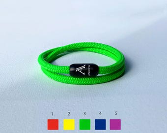 Personalized Double-Wrap Cord Rope Bracelet With Magnet Crasp, Engraved Initial Couple  Bracelet,  BP02