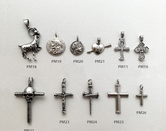 Stainless Steel Cross Pendant Necklace, Religious Charms, Men's Jewelry