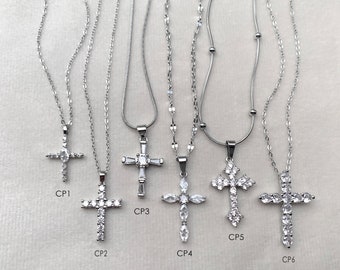 Diamond  Cross Pendant Necklace in Custom Silver Rope Box  Snake Cable Chain, CP1-6S