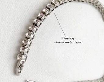 Men's 5mm Zircon Tennis Chain Bracelet: 4-Prong Steel Link