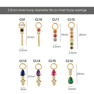Charms for Huggie Hoop Earrings in Sterling Silver, 14k Gold Dangle Drop Charm for Hoop Rings, Diamond Pave Pendant for Hoops