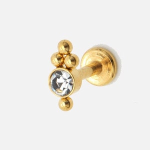 Gold Cartilage Earring Pair: Surgical Steel Flat Back Studs