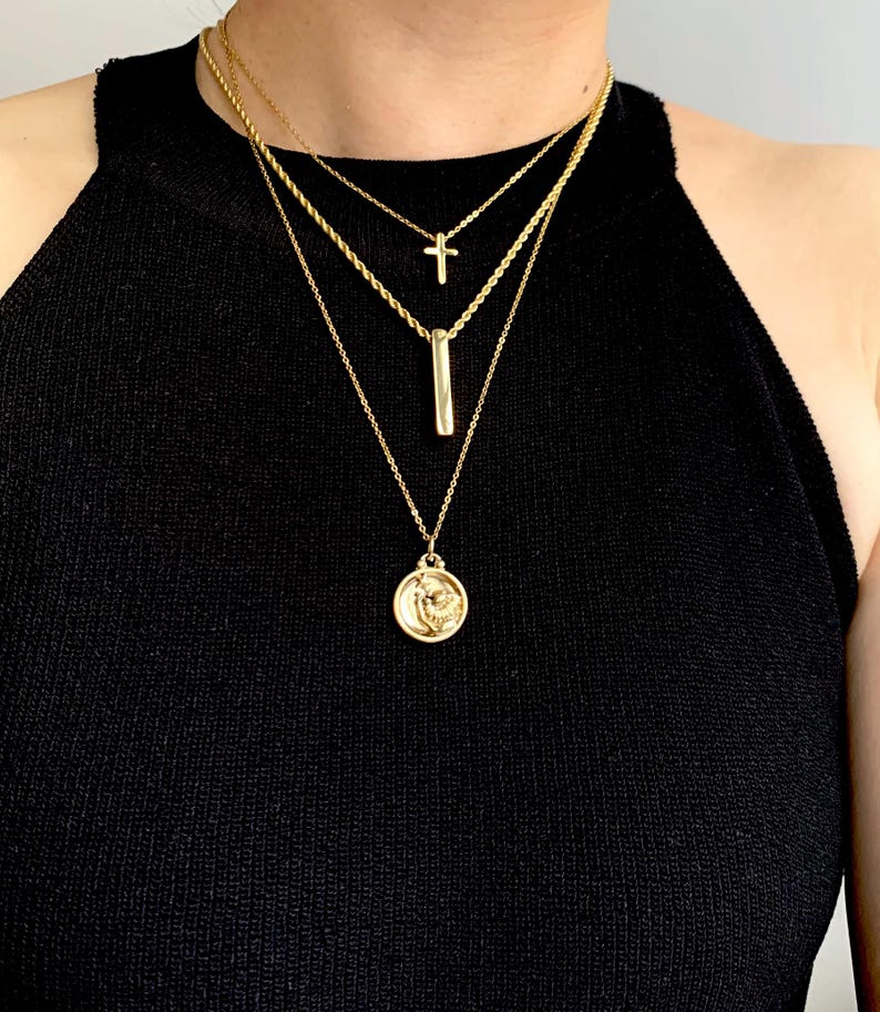 Engraved Luxe 3D Gold Bar Necklaces, Name Monogram Pendant Necklace in